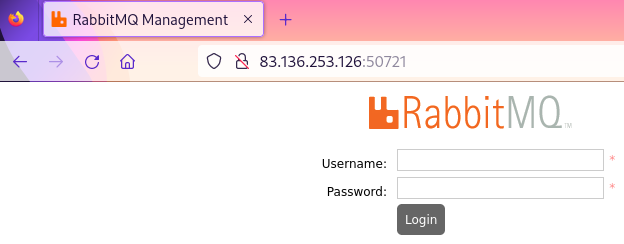 RabbitMQ Management UI login form