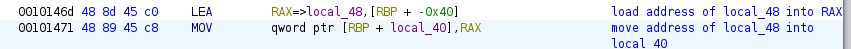 The local_40 stack variable points to local_48. In other words, it contains the address of local_48