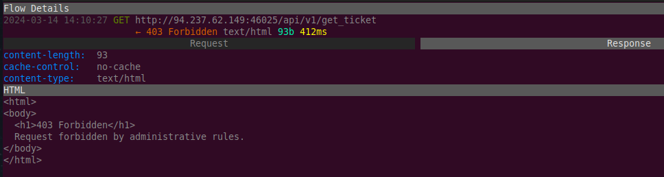 GET /api/v1/get_ticket returns an HTTP 403 Forbidden error