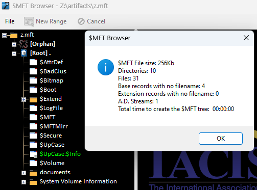 MFT_Browser successfully opened z.mft