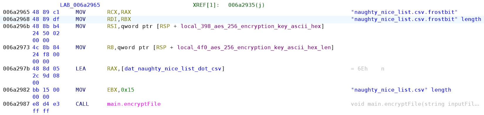 main.runit calls main.encryptFile to encrypt naughty_nice_list.csv