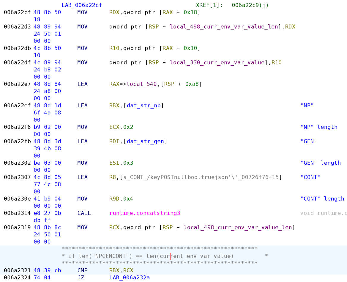 main.runit tests if the length of the current environment variable value equals the length of “NPGENCONT”