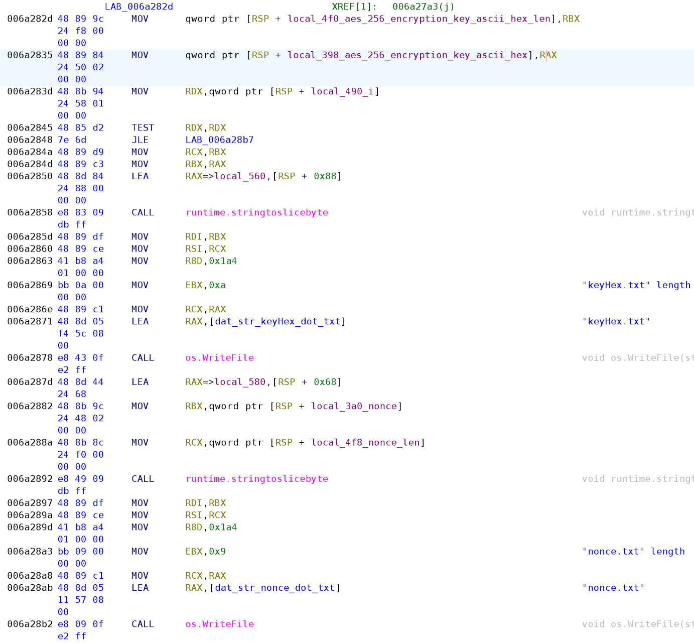 Key and nonce written to keyHex.txt and nonce.txt, respectively if an environment variable with value “NPGENCONT” was found