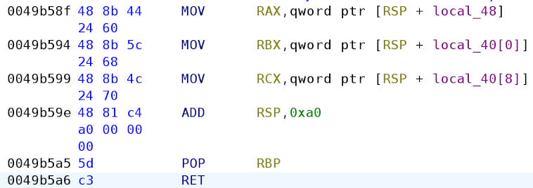 syscall.Environ actually returns its results via registers RAX, RBX and RCX