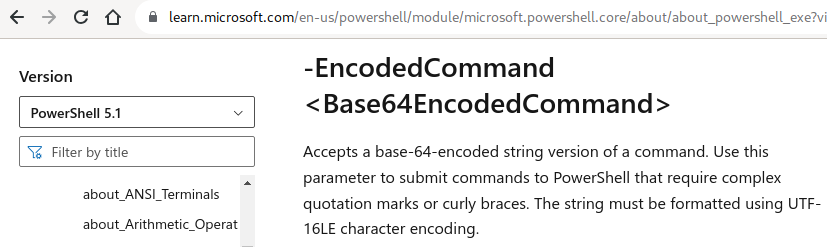 PowerShell 5.1 -Enc parameter requires UTF-16LE